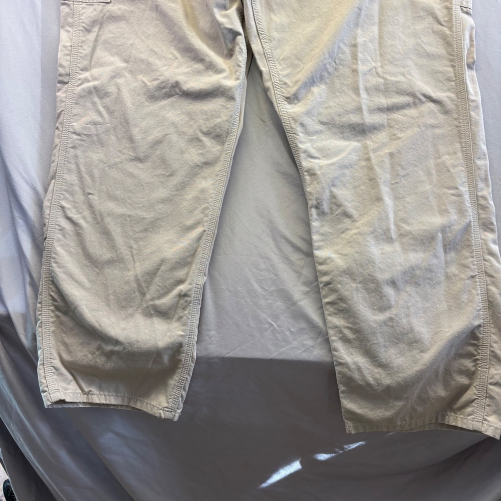 Carhartt Durable Loose Fit Canvas Work Dungaree Pants Tan 44x32 Mens Workwear - Picture 12 of 15
